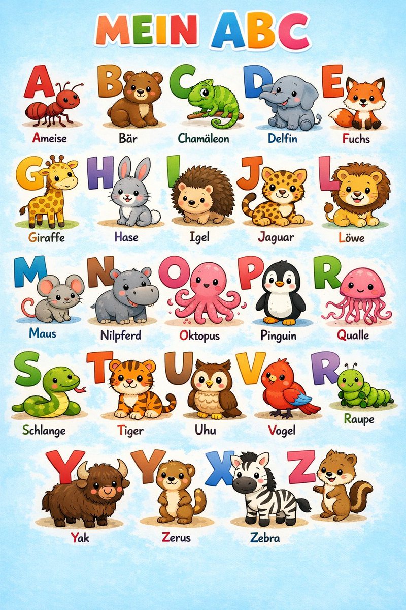 German alphabet poster for children — output 1