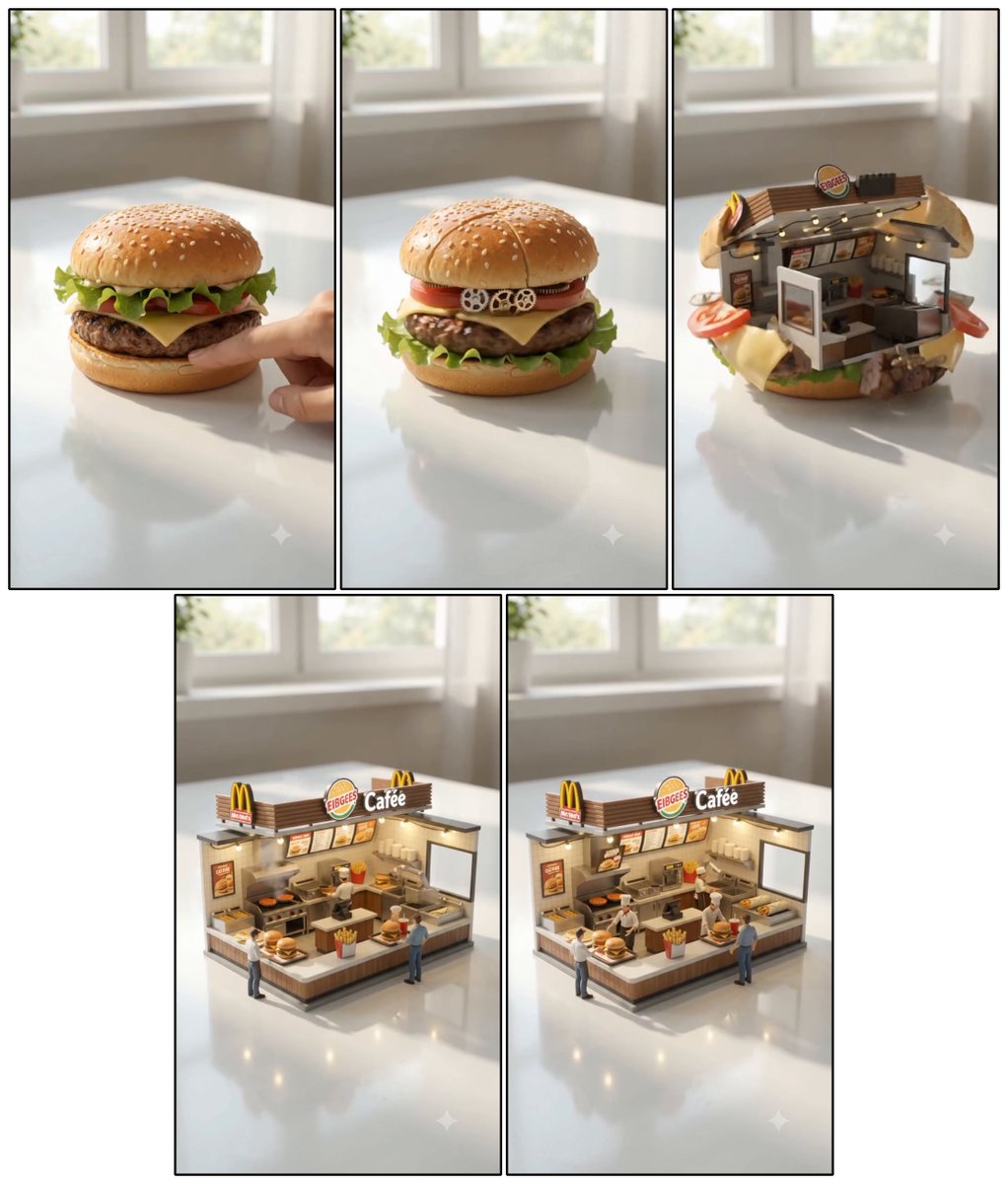 Comic / Storyboard - Cheeseburger to Mini Café Transformation — output 1