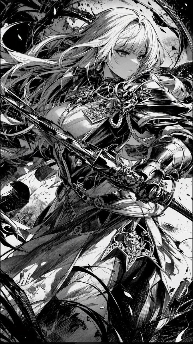 Comic / Storyboard - Monochrome Manga Female Knight — output 1