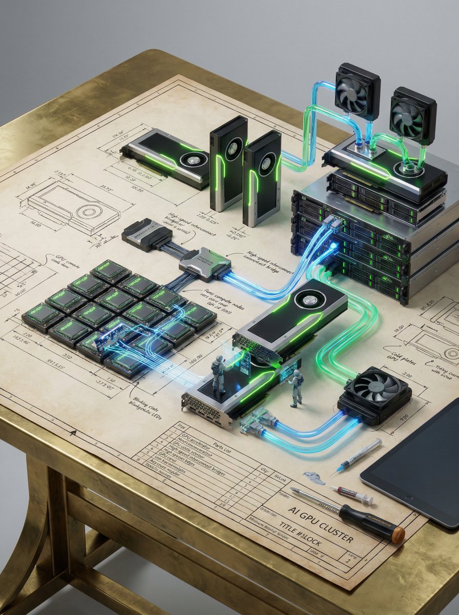Infographic / Edu Visual - Technical Blueprint of an AI GPU Cluster — output 1