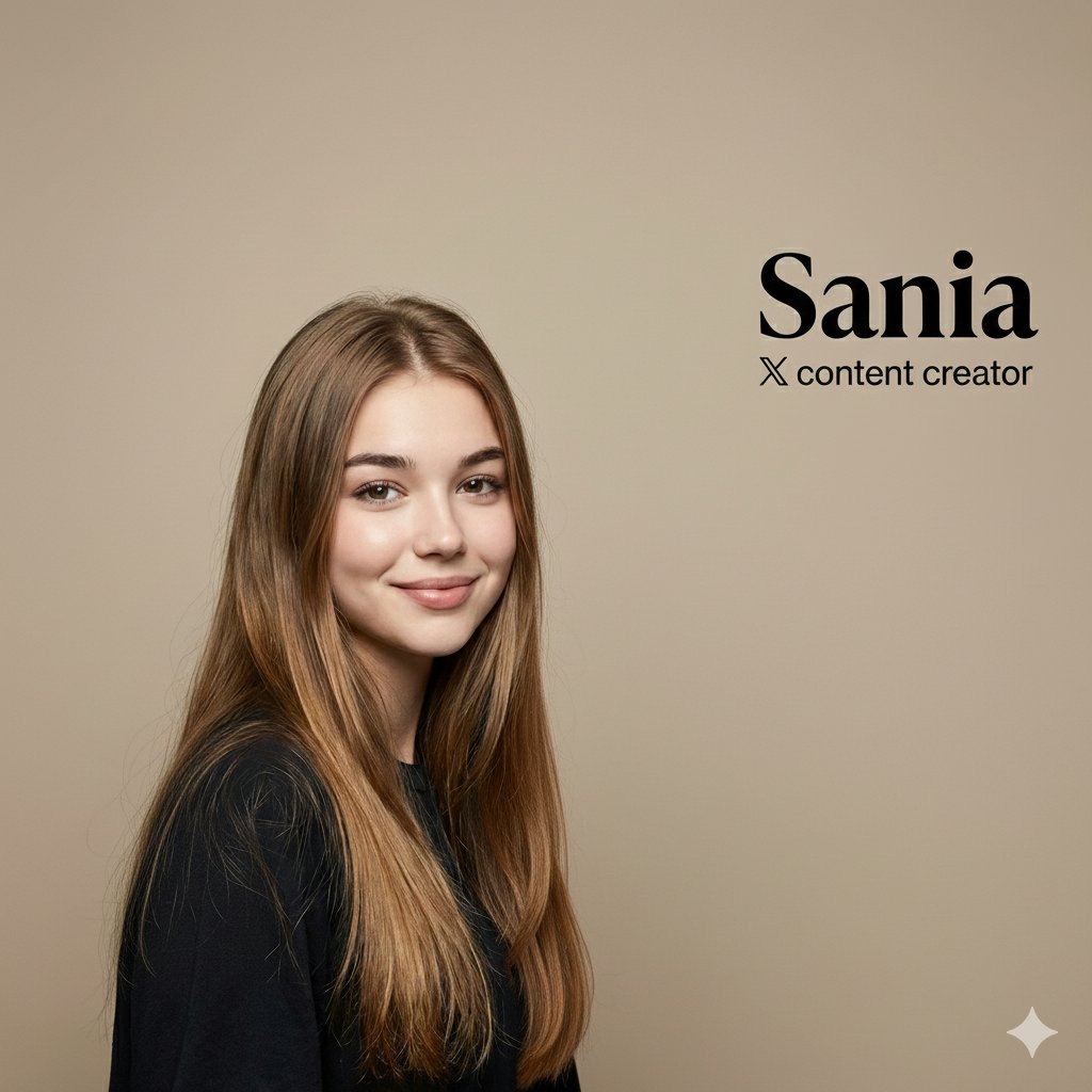 Profile / Avatar - High-end professional studio portrait with custom text overlay — output 1