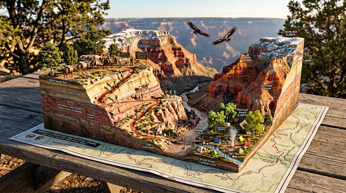 Infographic / Edu Visual - National Park Trail Map Miniature Ecosystem Diorama — output 1