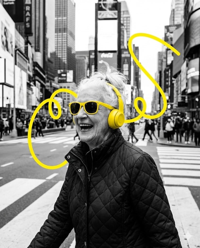 Selective Color Urban Portrait of Elderly Woman — output 1