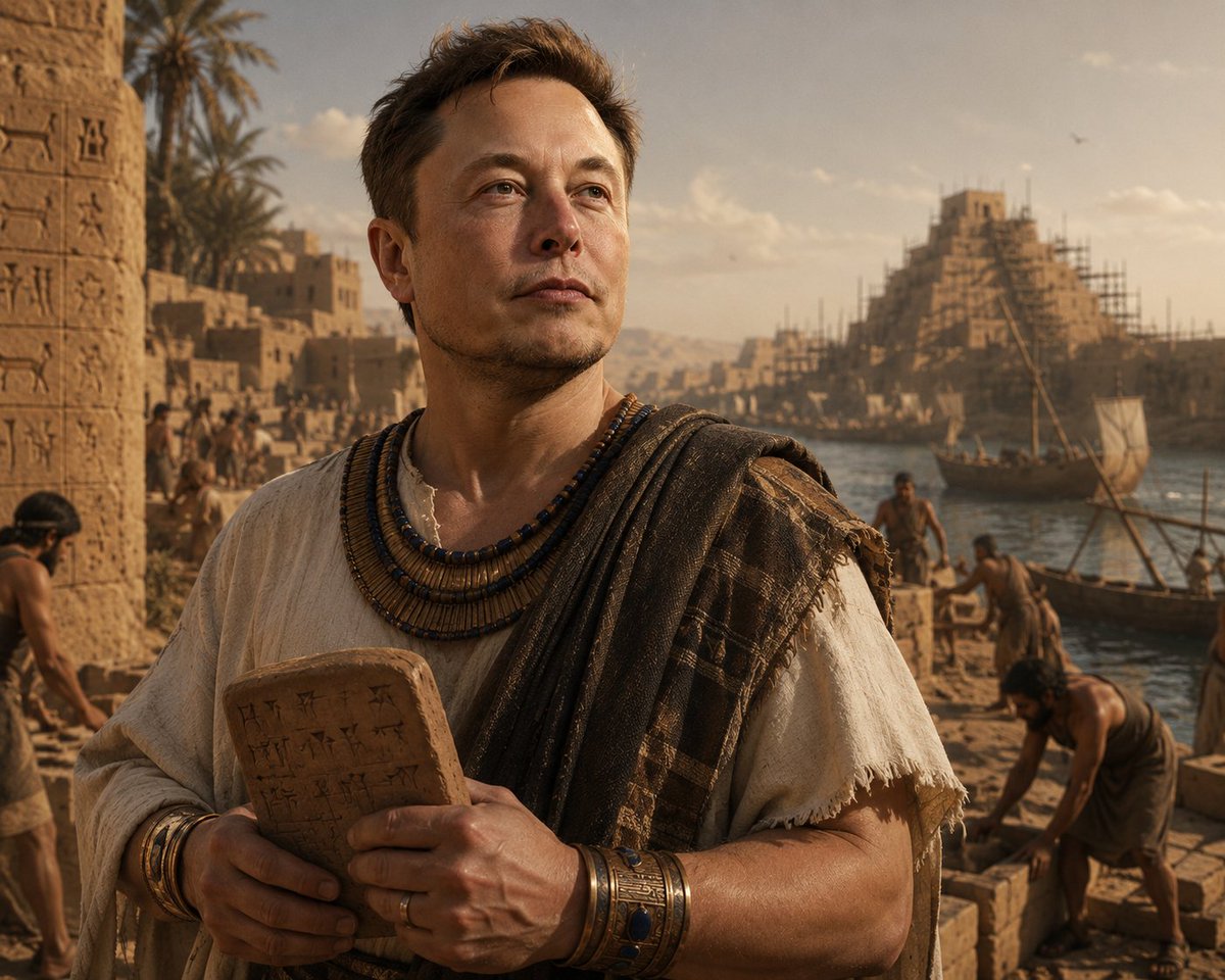 Social Media Post - Ancient Noble Elon Cinematic Portrait — output 1