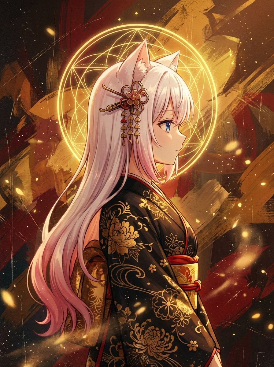 Surreal Anime Nekomimi in Kimono — output 1