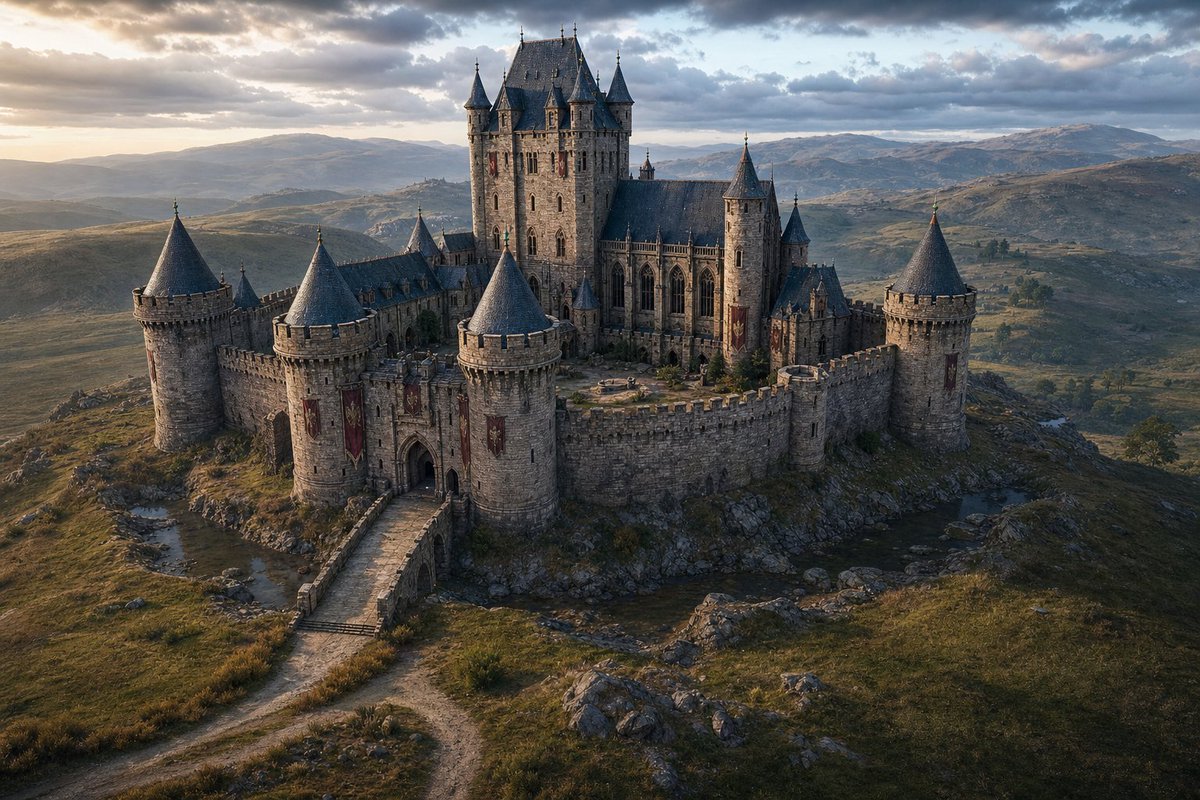 Game Asset - Cinematic Medieval Hilltop Castle — output 1
