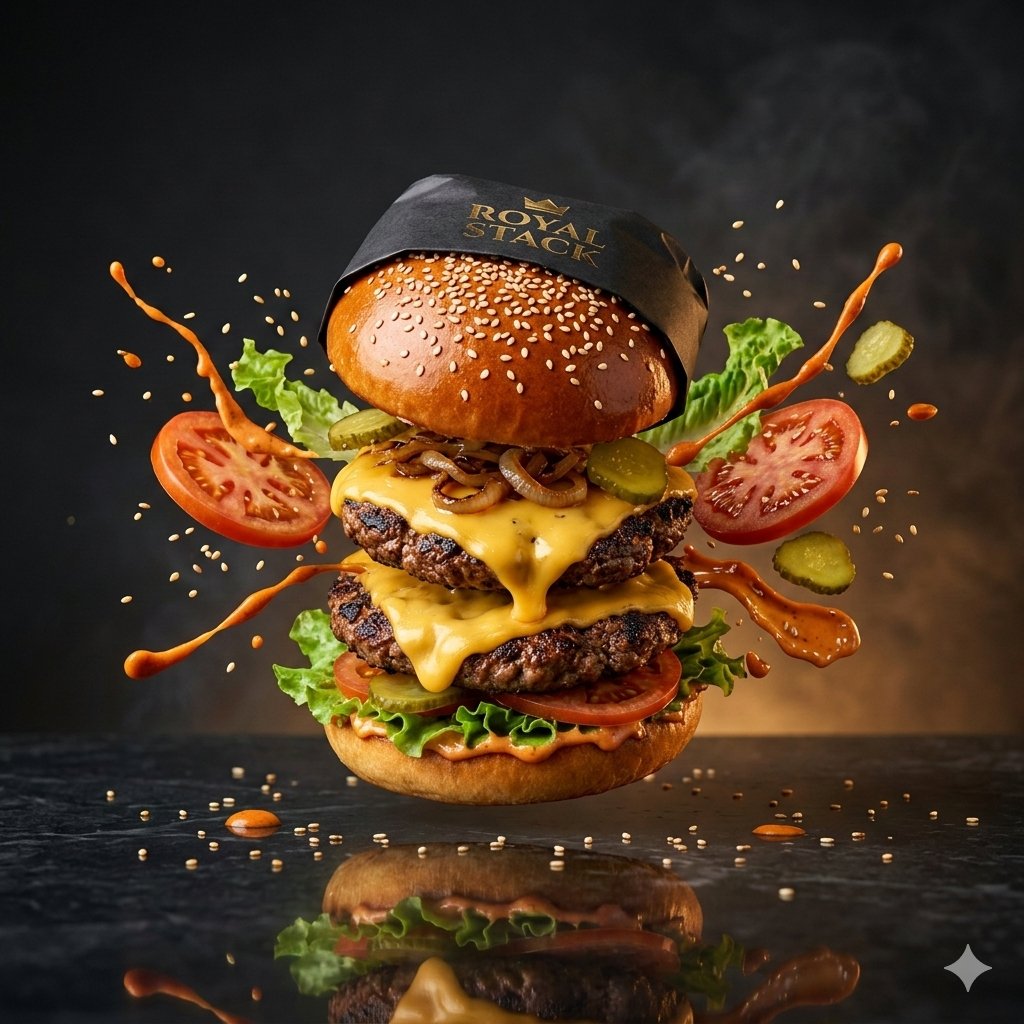E-commerce Main Image - High-Speed Commercial Luxury Burger Photography — output 1