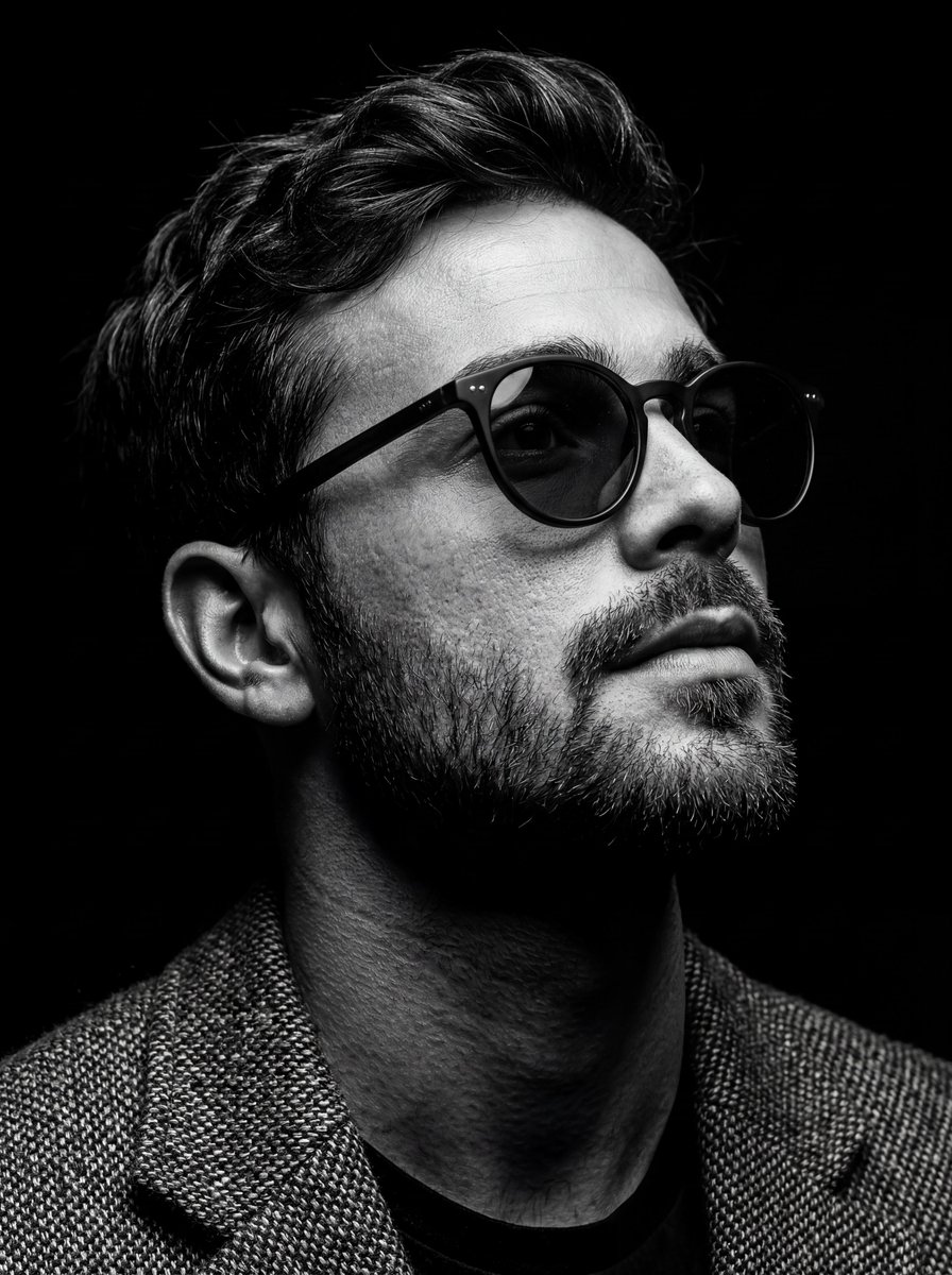 Profile / Avatar - B&W Chiaroscuro Portrait — output 1