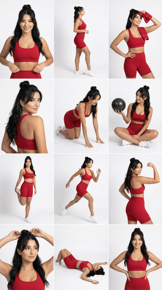 E-commerce Main Image - Strict Identity Activewear Grid Generation — output 1