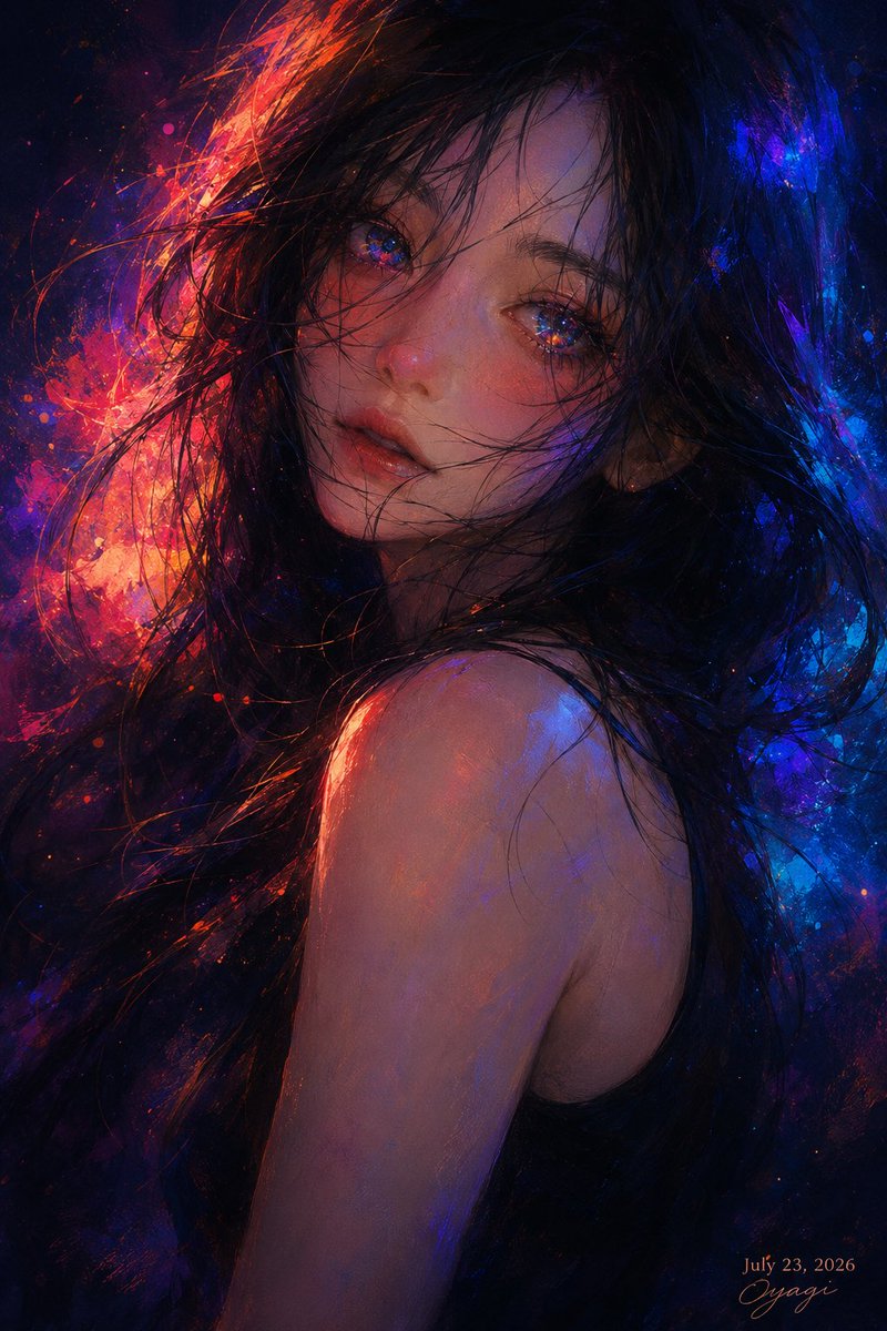 Profile / Avatar - Neon Cosmic Anime Portrait — output 1