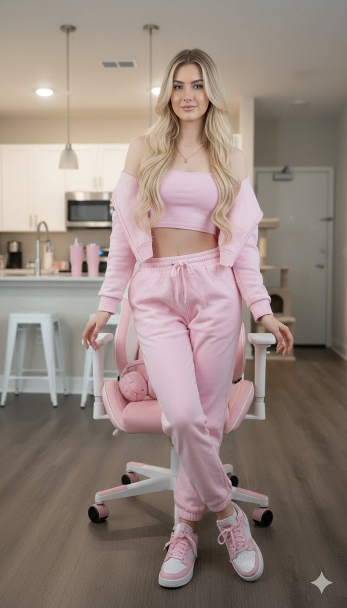 Ultra-realistic Full Body Photo of a Woman in Pastel Pink Loungewear — output 1