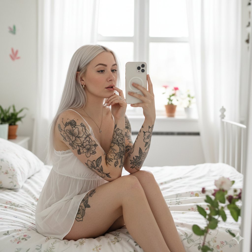 Intimate Mirror Selfie in Bedroom — output 1