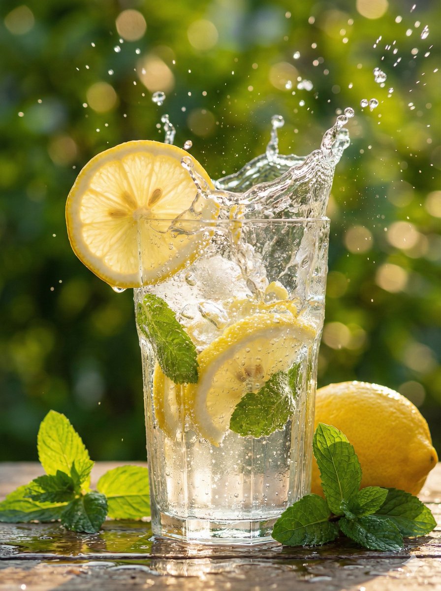 Hyper-Realistic Lemon Mint Drink Macro Photography Prompt — output 1