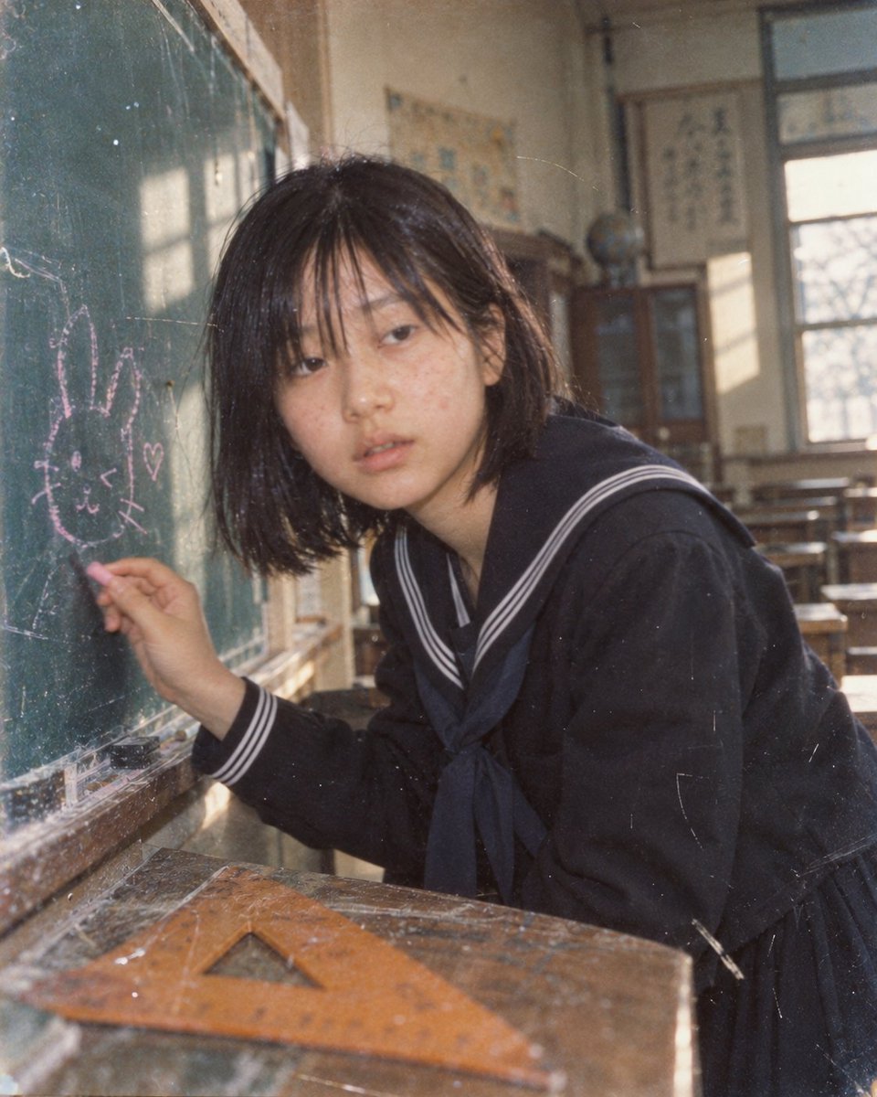 Profile / Avatar - Nostalgic Schoolgirl Drawing on Chalkboard — output 1