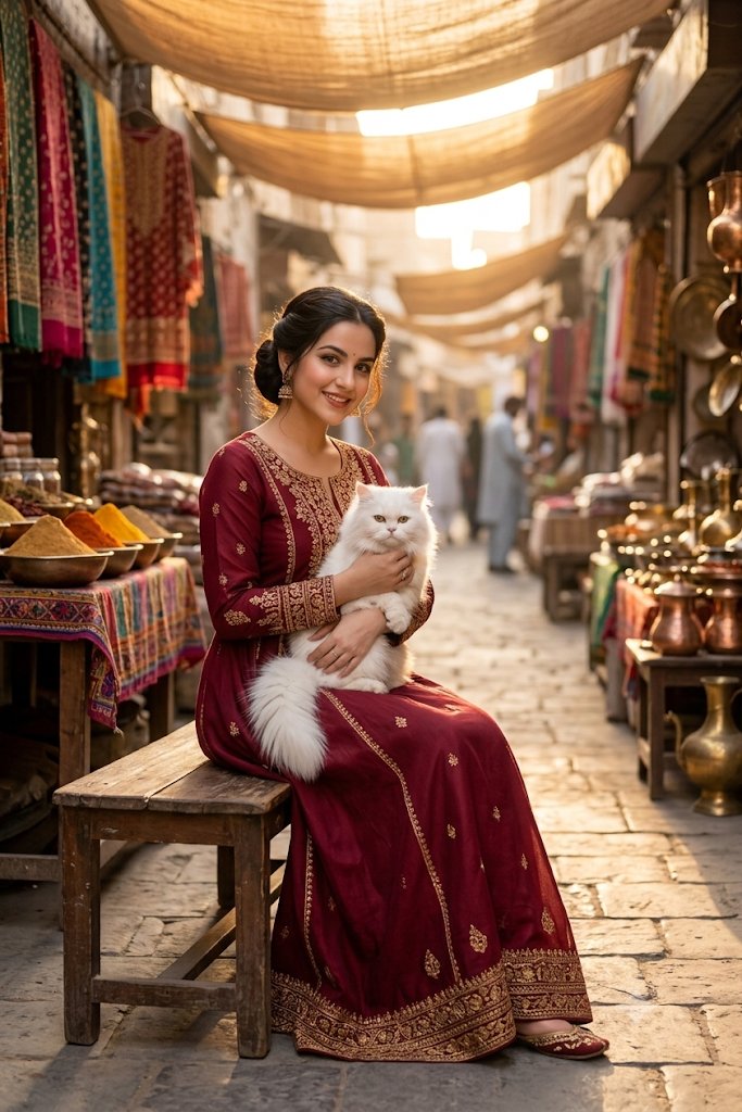 Product Marketing - South Asian Woman in Vibrant Bazaar — output 1