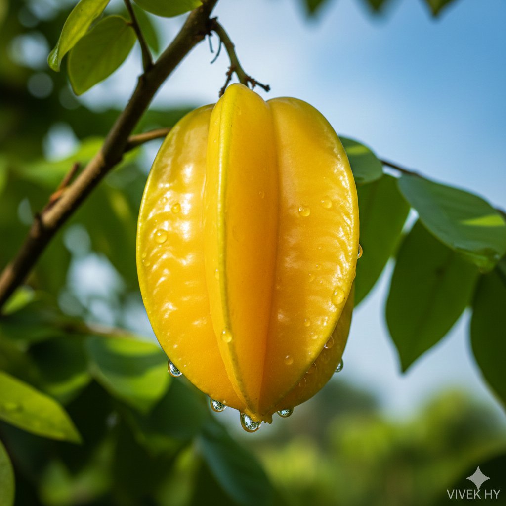 E-commerce Main Image - Macro Starfruit on Branch — output 1