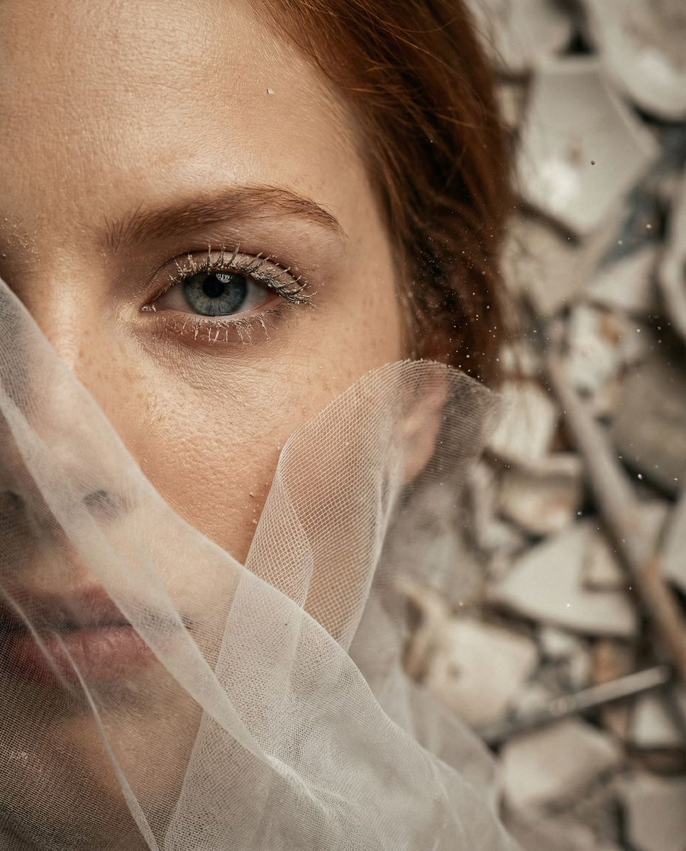 Surreal Macro Portrait with Porcelain Restoration Theme — output 1