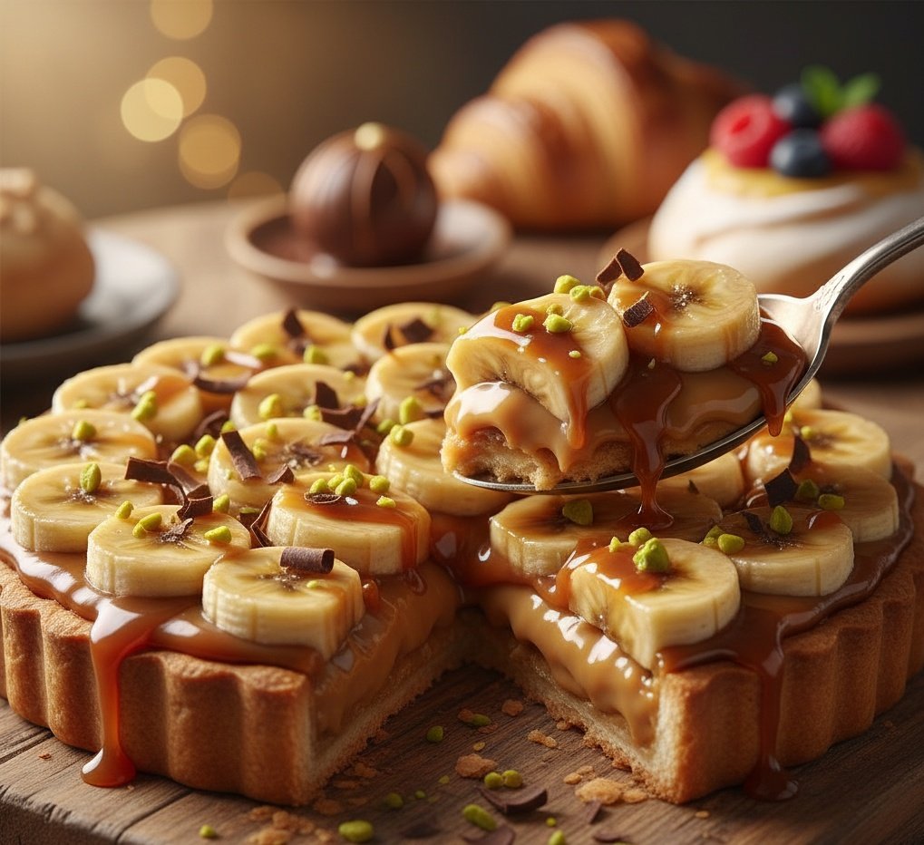 E-commerce Main Image - Ultra-Realistic Banana Caramel Tart Food Photography Prompt — output 1