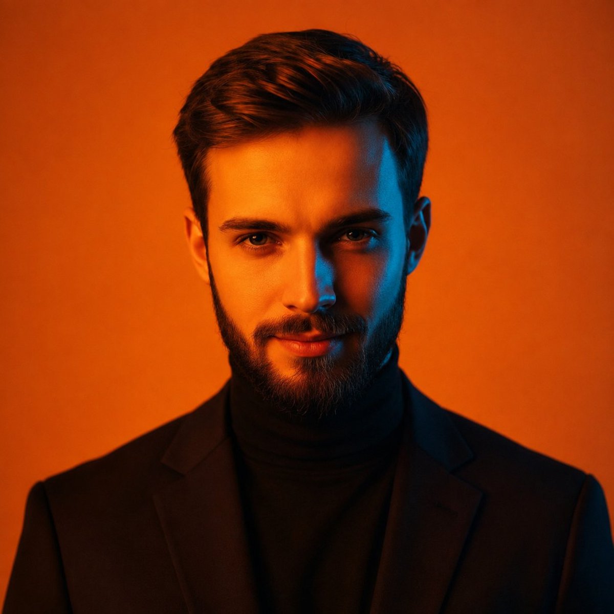 Profile / Avatar - Cinematic Orange Studio Portrait — output 1