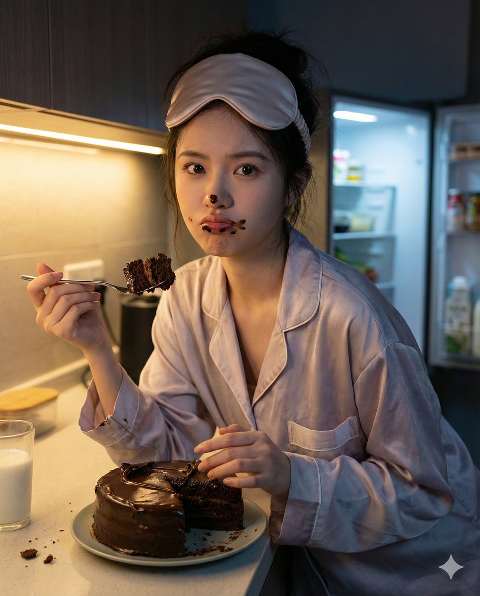 Nano Banana Pro Hyper-Realistic Midnight Snack Portrait Prompt — output 1