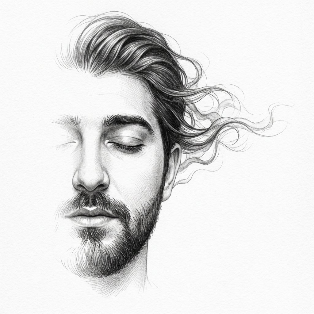 Profile / Avatar - Minimalist Half-Face Graphite Sketch — output 1