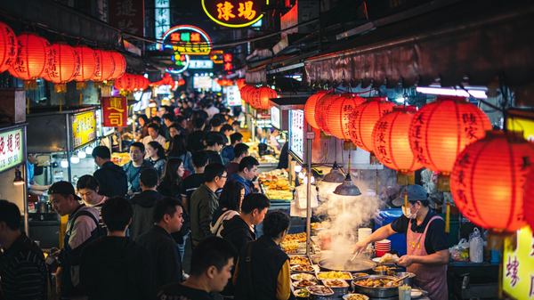 Vibrant Taipei Night Market Scene — output 1