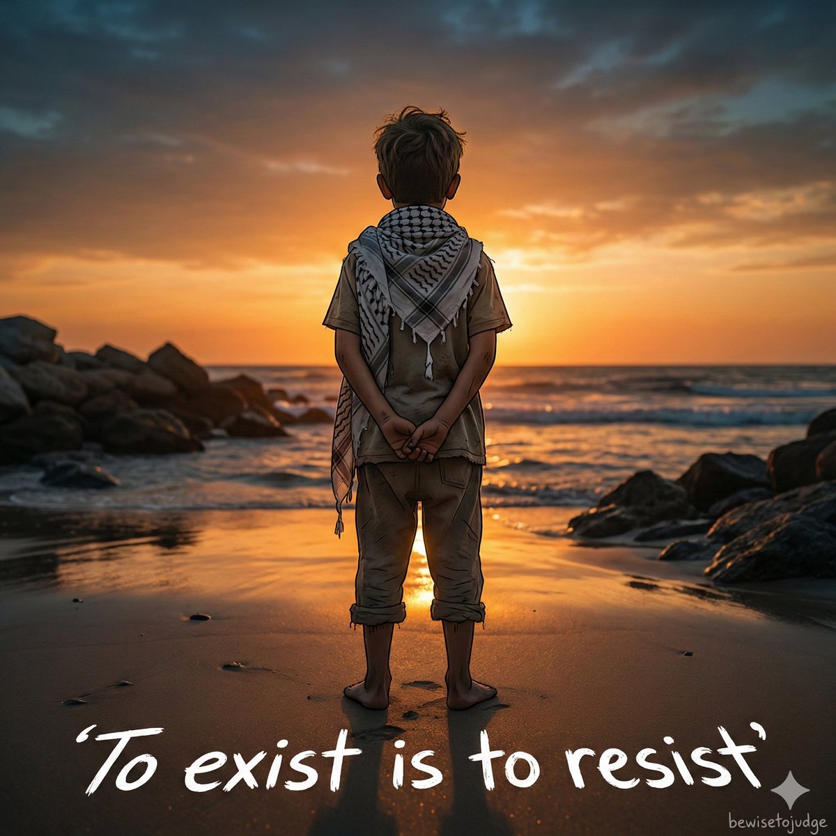 Social Media Post - Emotional Handala-Inspired Palestinian Boy Portrait — output 1