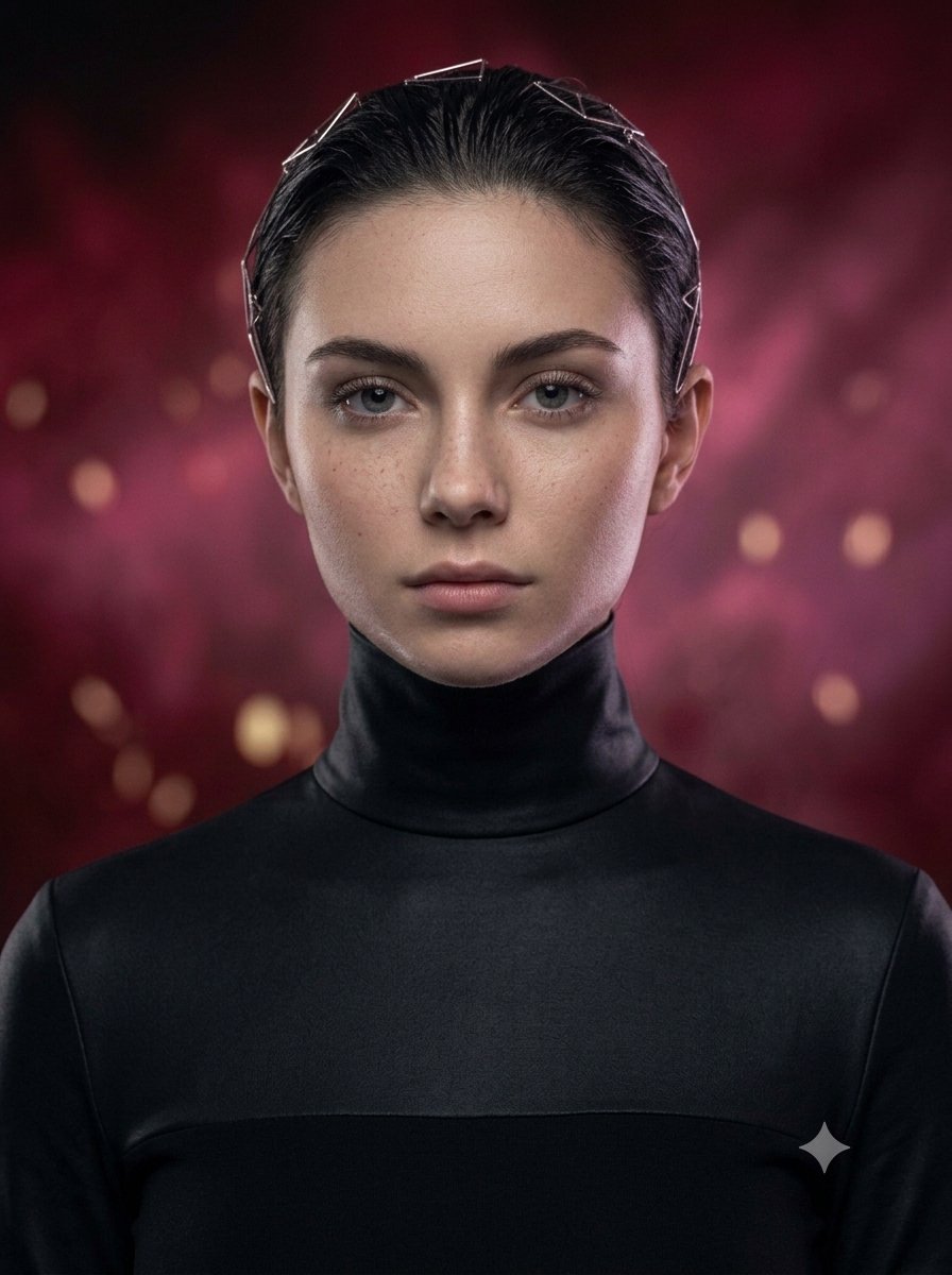 Profile / Avatar - Hyper-Realistic Studio Portrait with Geometric Headband — output 1