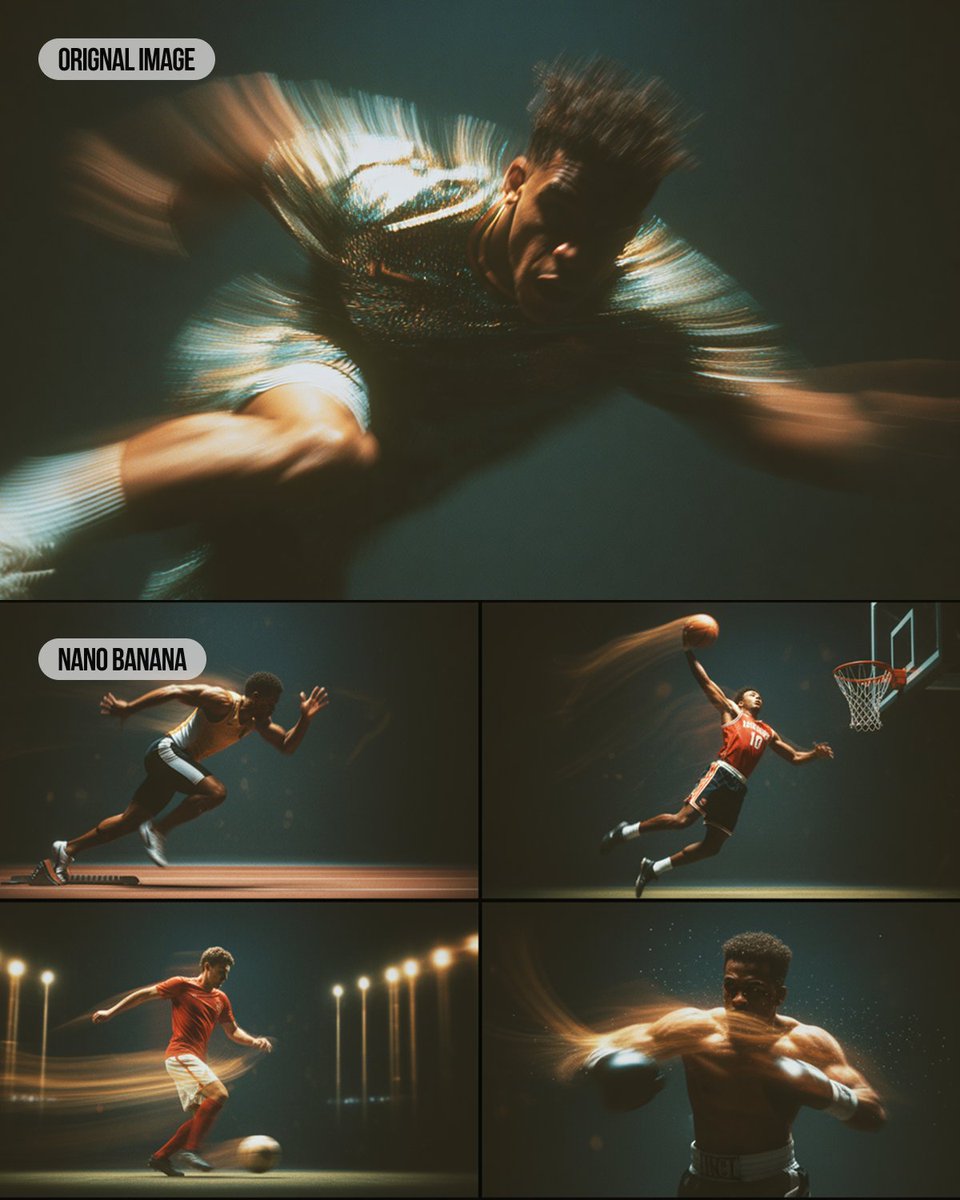 Multi-Panel Sports Montage with Style Reference — output 1