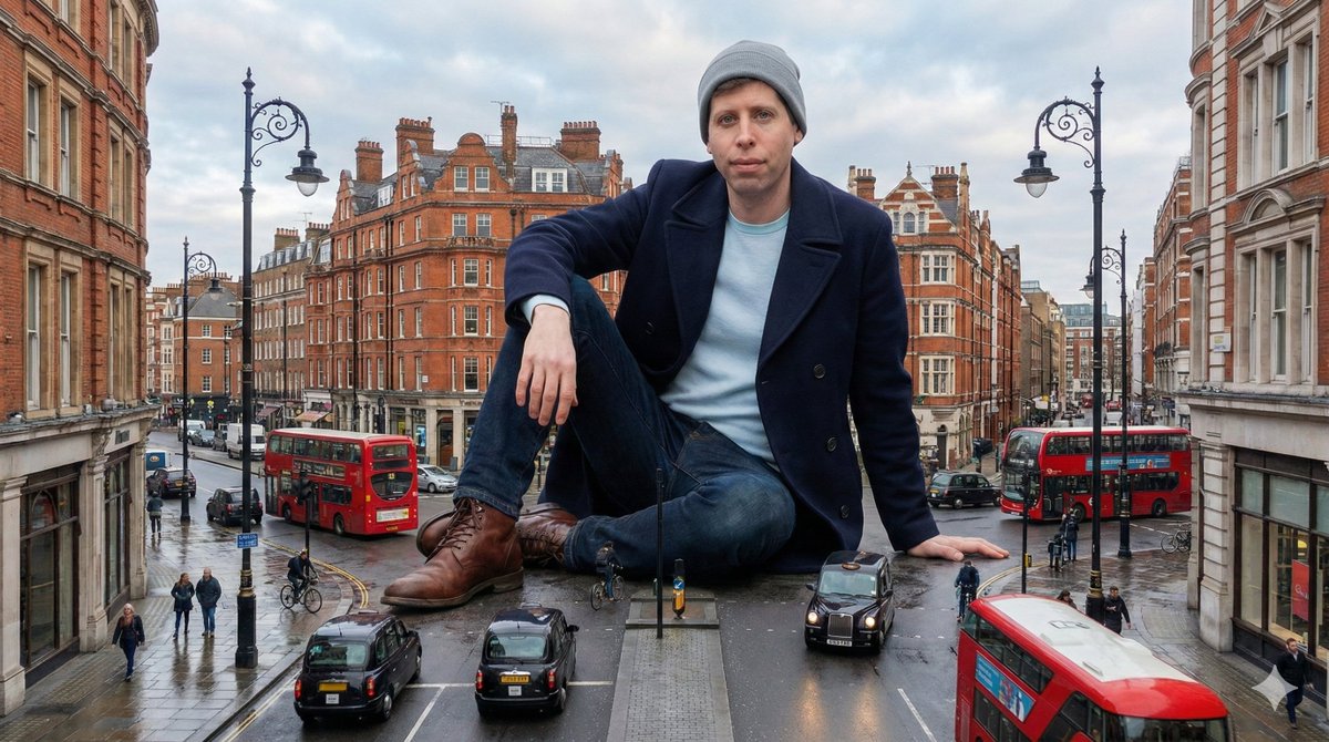 Colossal Man Sitting on a London Street — output 1