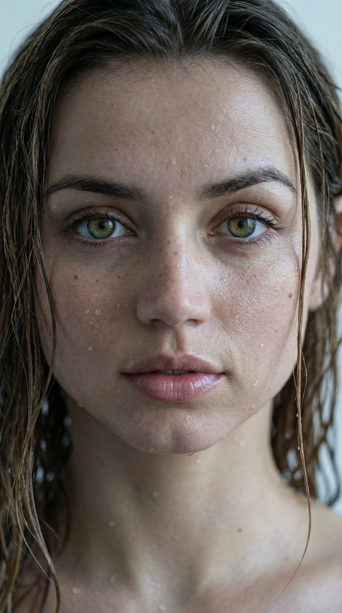 Hyper-Realistic Wet Look Close-Up Portrait — output 1