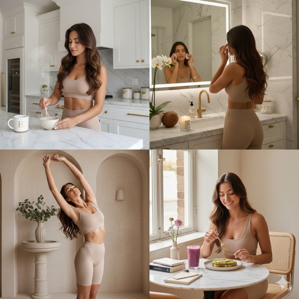 Four-Scene Luxury Wellness Lifestyle Vignettes — output 1