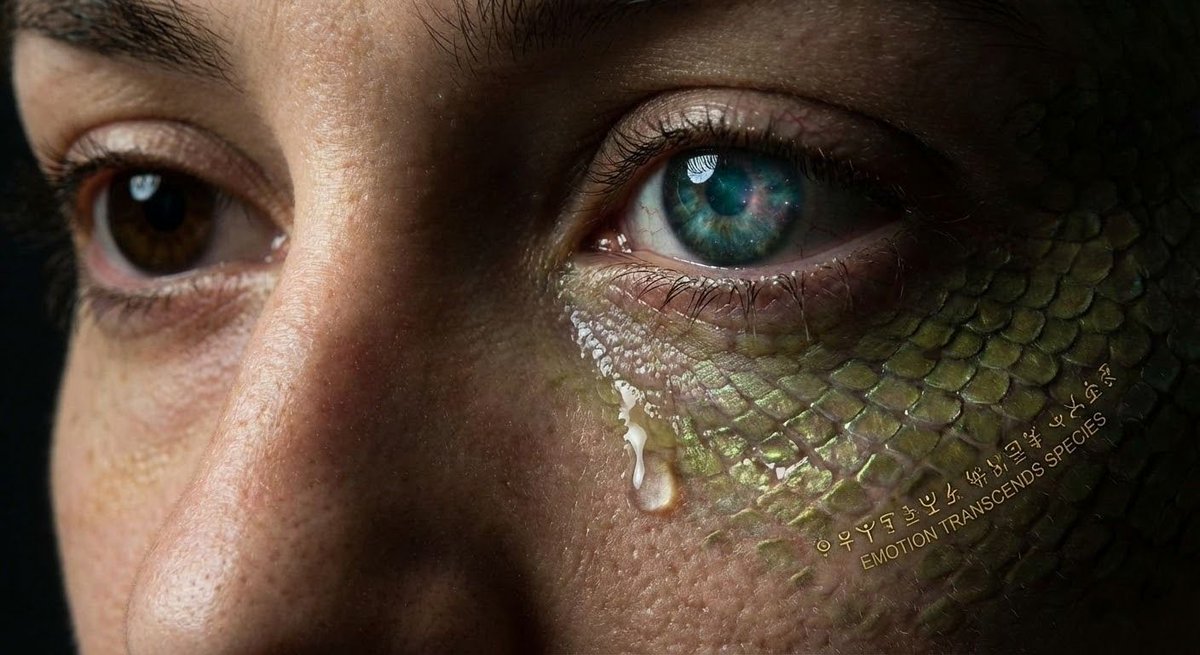Alien-human hybrid sorrow portrait — output 1