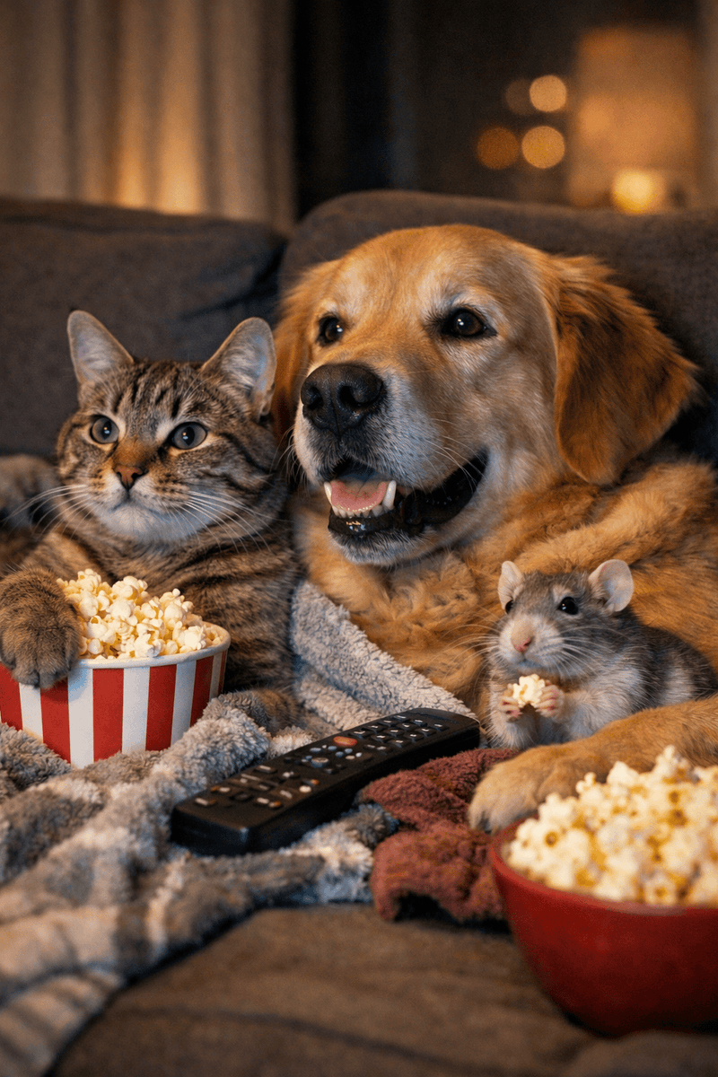 Animals watching a movie, DSLR photo — output 1