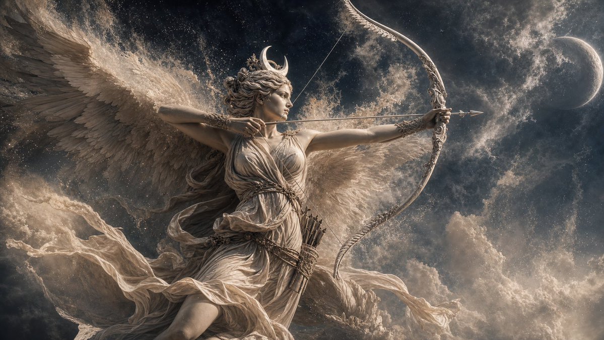 Game Asset - Winged Moon Goddess Archer Wallpaper — output 1