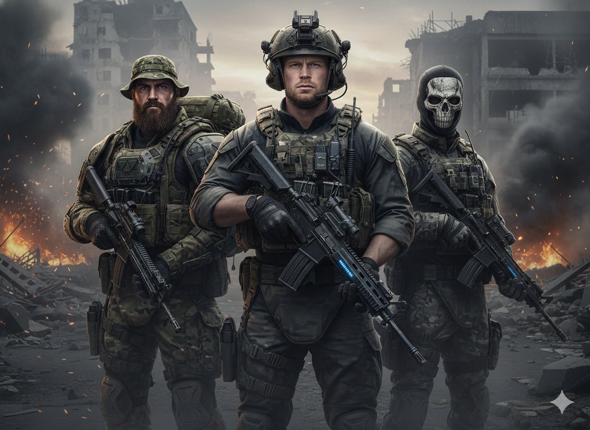 Game Asset - Hyper-Realistic Military Squad Portrait — output 1