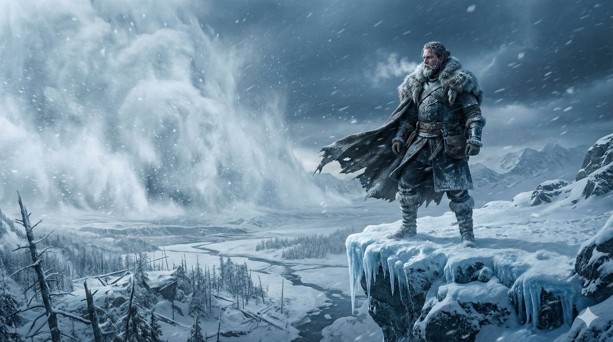 Epic Frozen Cliff Warrior Scene — output 1