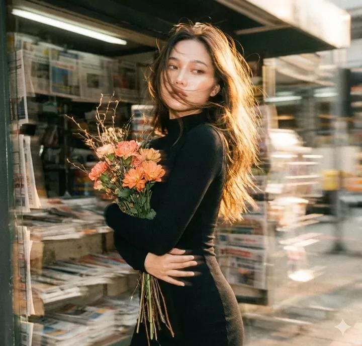 Vintage Film Aesthetic Portrait with Motion Blur — output 1
