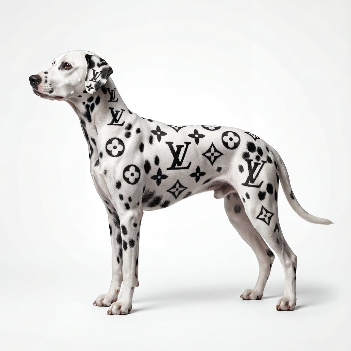 E-commerce Main Image - Museum-Quality Animal Portrait with Integrated Luxury Brand Pattern — output 1