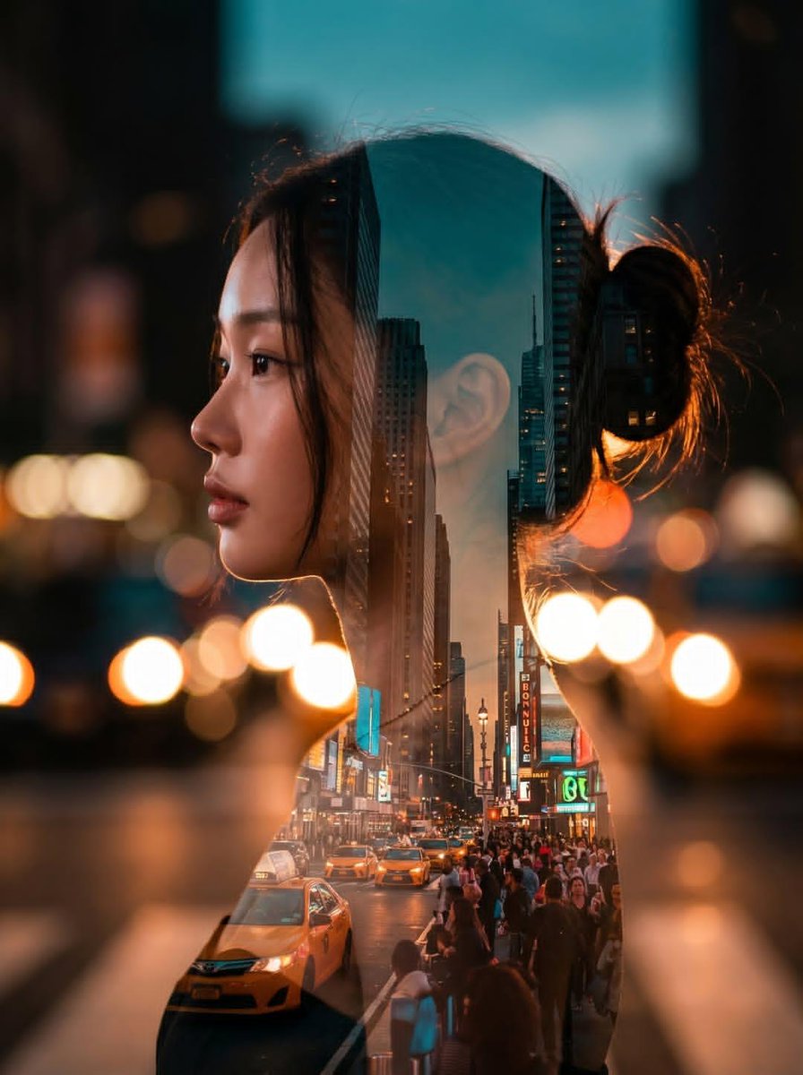 Social Media Post - Double Exposure City Portrait — output 1