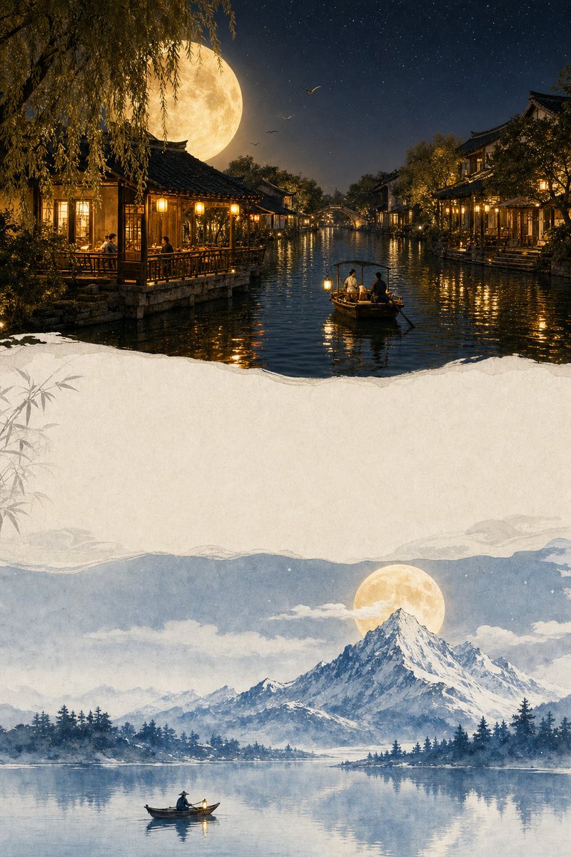 Social Media Post - GPT Image 2 Dual Panel Moon Night Poster — output 1