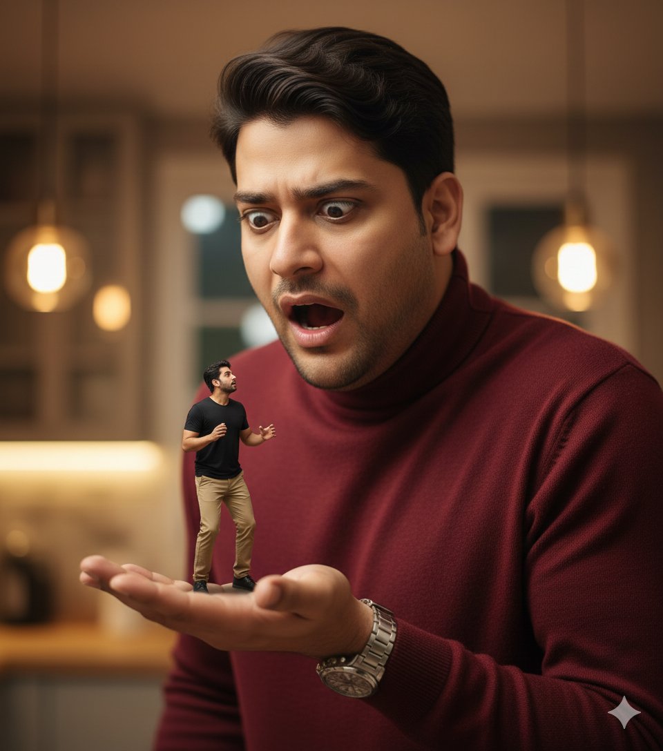 Surrealist Forced Perspective Giant/Miniature Man Prompt — output 1
