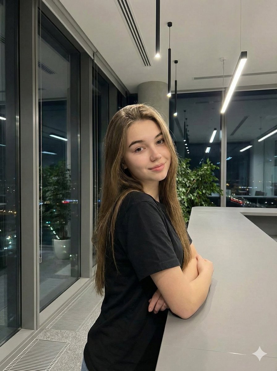 Realistic Corporate Portrait in a Modern Office at Night — output 1