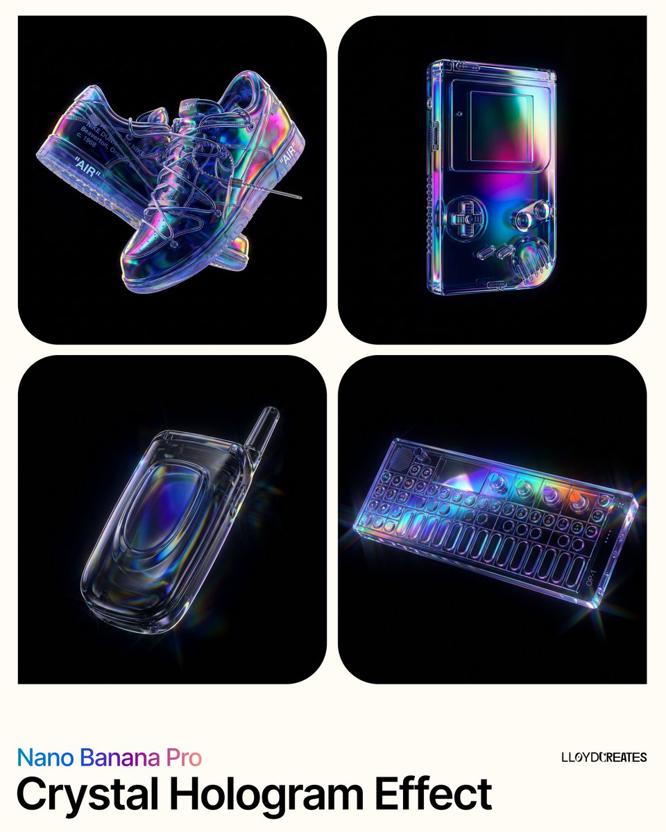 E-commerce Main Image - Crystal Hologram Product Photography Prompt — output 1