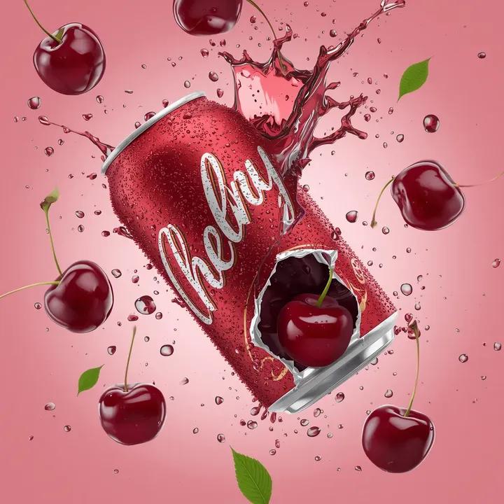 E-commerce Main Image - Cherry Soda Commercial Splash Macro Shot — output 1