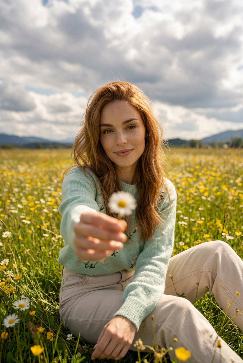 Cinematic Portrait in a Sunlit Meadow — output 1