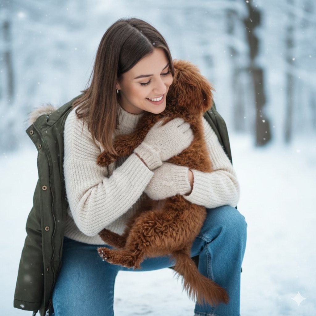 Candid Portrait Hugging a Poodle in a Park — output 1