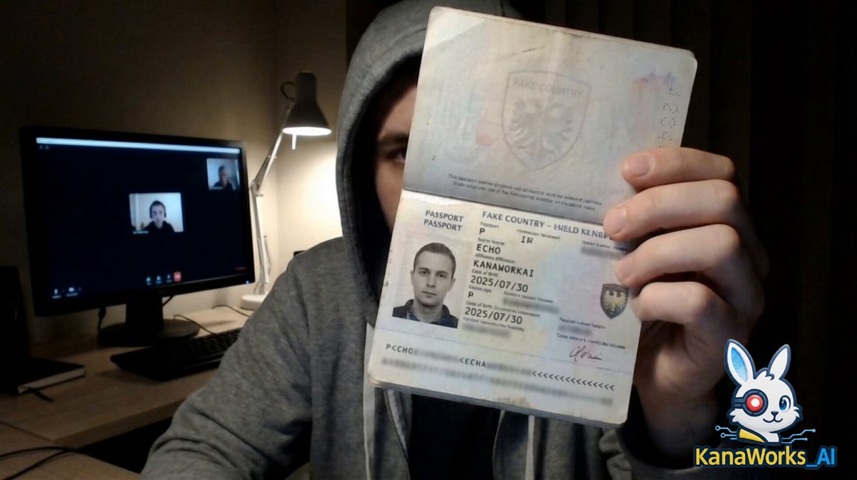 ID verification character with visible passport — output 1