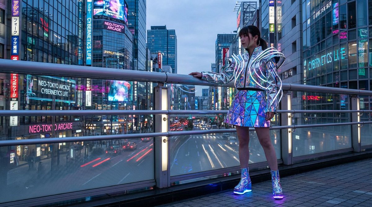 Four-keyword prompt: Japanese near-future beauty in the city — output 1
