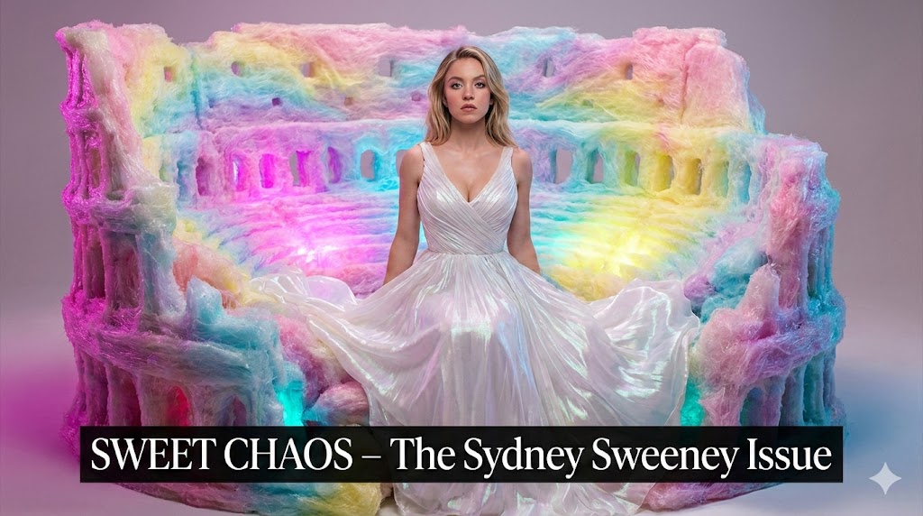 Product Marketing - Surreal Sydney Sweeney Portrait in Cotton Candy Amphitheater — output 1